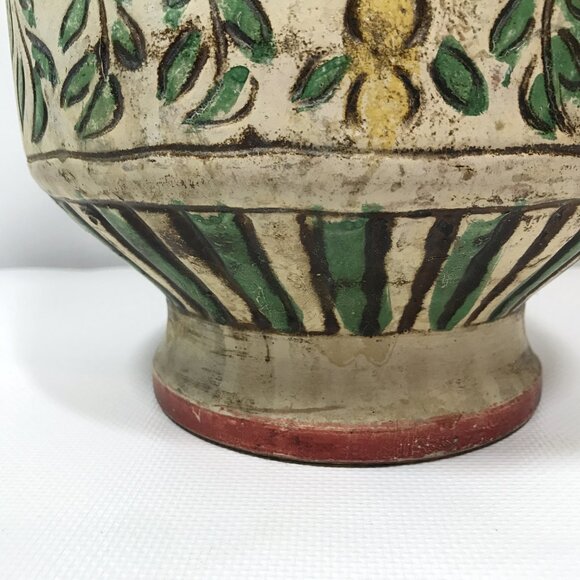 Antique Japanese Pottery Vase Hand Painted Floral Handles Vintage - Picture 6 of 12